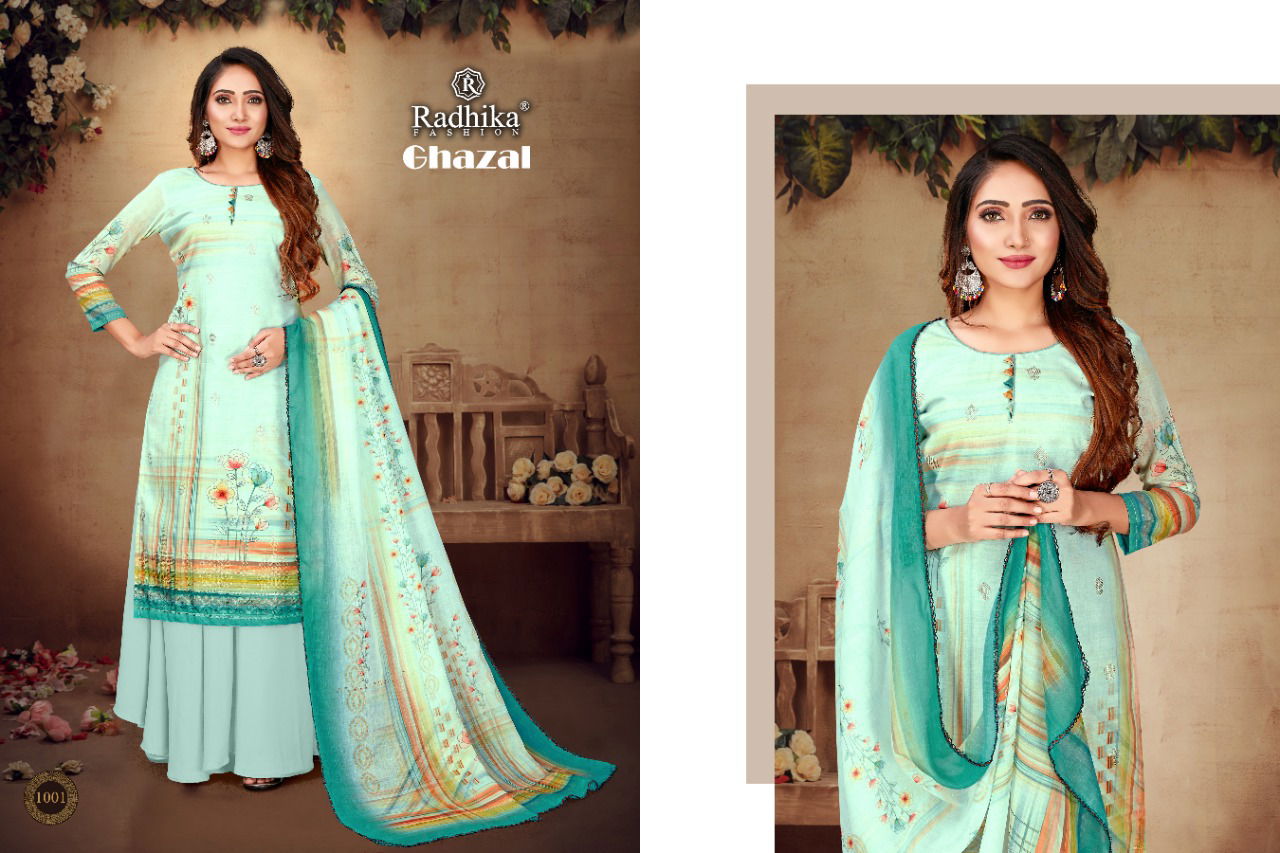 Radhika Azara Ghazal Printed Cotton Digital Print Designer Dress Material Collection